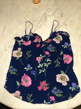 Women’s Navy Floral Cami Top - Pink & Blue Blooms size medium